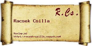 Racsek Csilla névjegykártya